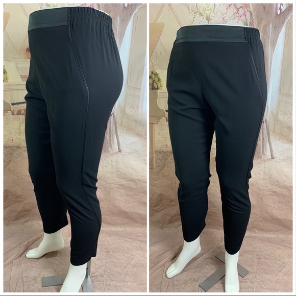 NEW LES COPAINS Virgin Wool Tuxedo Joggers in Black - Picture 3 of 13